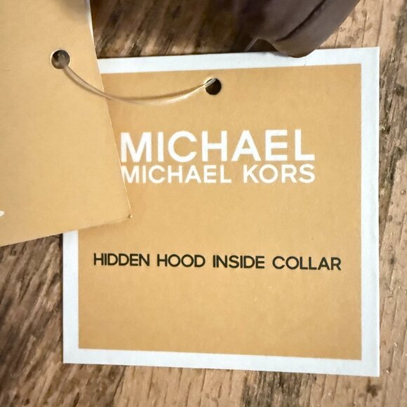 NWT MICHAEL KORS QUILTED HIDDEN HOOD DOWN BLEND PUFFER JACKET COAT M $350 BROWN - Picture 8 of 10